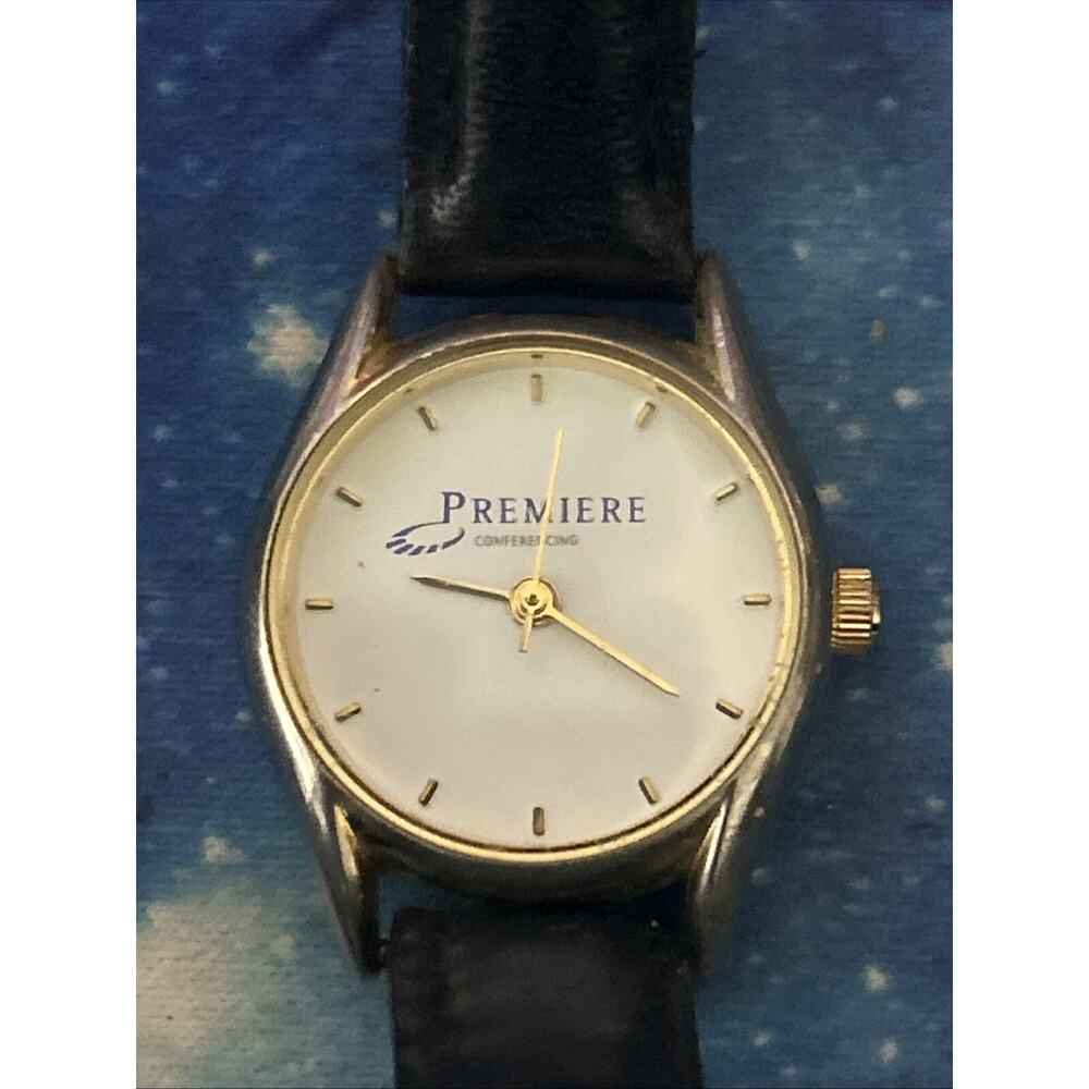 Premiere Gold Tone Black Band Women’s Quartz Watch